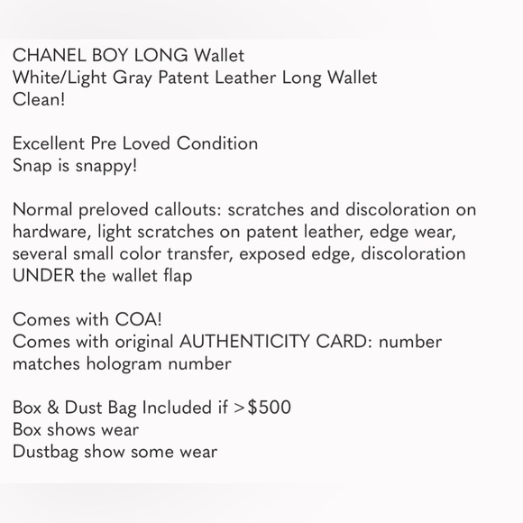 COPY - CHANEL BOY WALLET LONG Patent Leather Clean EUC (Box Dust Bag Included i… - Picture 16 of 16